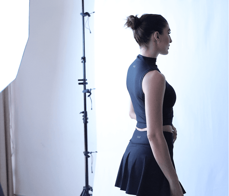 Model left